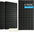 2 PCS Acoustic Panels,48''X24''X2'' Sound Proof Foam Panels for Walls,High Density Fire Resistant & Noise Absorbing for Studio, Office, Home (Black, 2 Pack)