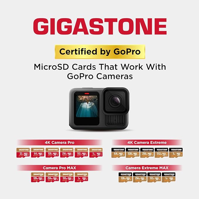 【5-Years Data Recovery】 GIGASTONE 256GB Micro SD Card with USB 3.2 Type C Card Reader, 4K Camera Pro MAX, Speed Up to 130MB/s Compatible with Gopro, DJI, Dash Cam, MicroSDXC UHS-I A2 V30 U3