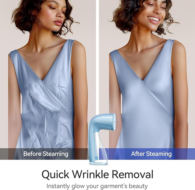 HiLIFE Upgraded Steamer for Clothes, Handheld Portable Design, 1100W Powerful Steam, 300ml Larger Tank & No Leak Tech, 30S Fast Heat-up, Quick Wrinkle Remover, Compact Size for Travel, ONLY 120V-Blue