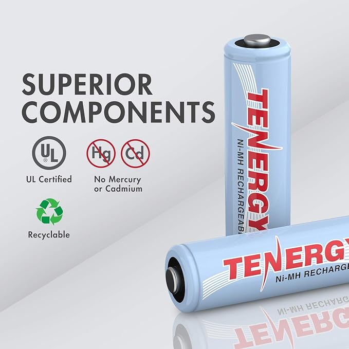 Tenergy TN145 8 Bay Charger and 8 Pack Rechargeable AAA Batteries, Independent Charging, UL & CE Certified