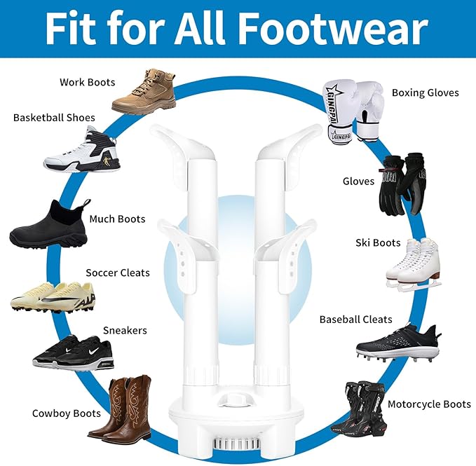 LAVIEAIR Boot Dryer, Shoe Dryer and Glove Dryer with Timer and Fan, White