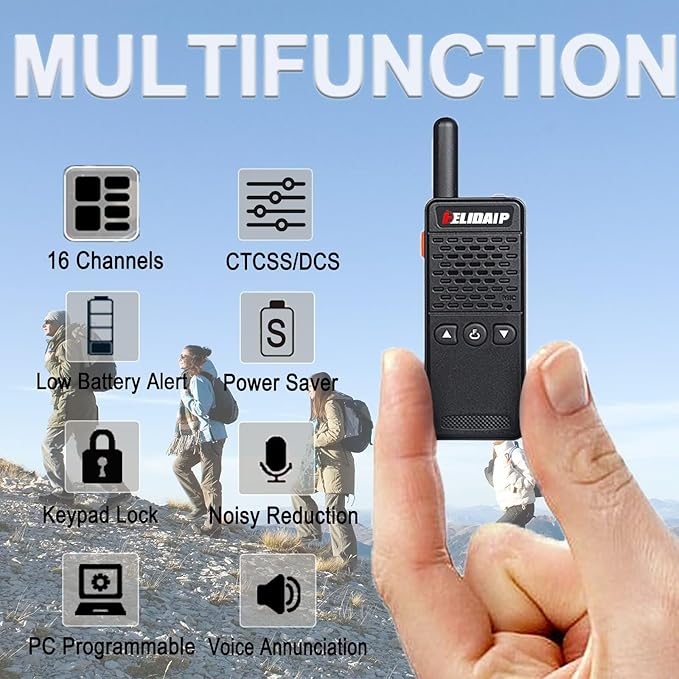ELIDAIP T-M2 Super Mini Walkie Talkies for Adults,Rechargeable Walkie Talkies,Portable Two Way Radios for Restaurant,Camping,Running,Hotels,Hiking,Supermarket,Shopping Malls,White 2 Pack