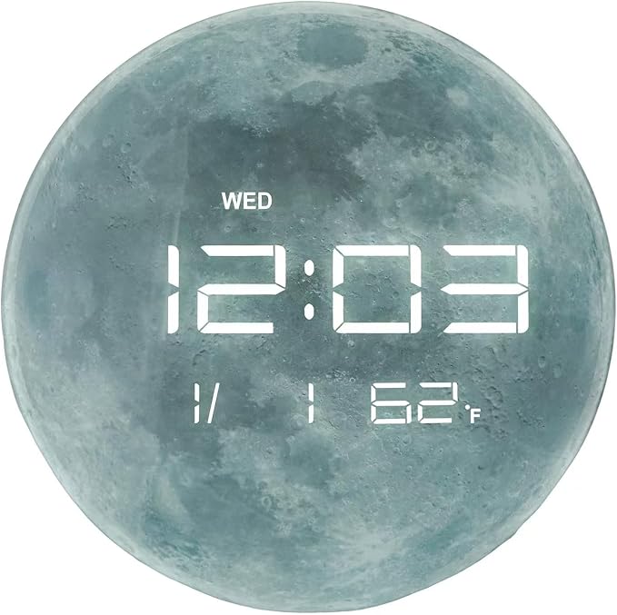 Nbdeal 13" Digital Wall Clock with LED Display, Calendar & Temperature, Automatic Dimming, 12/24hr Format, Wall & Desk Use - HUI-7860