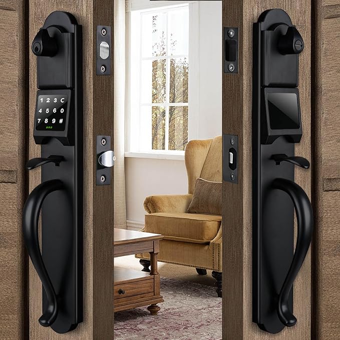 HISAFE (Left Hand) Keyless Entry Door Lock with Handle Sets, Electronic Smart Exterior Door Handleset with Keypad