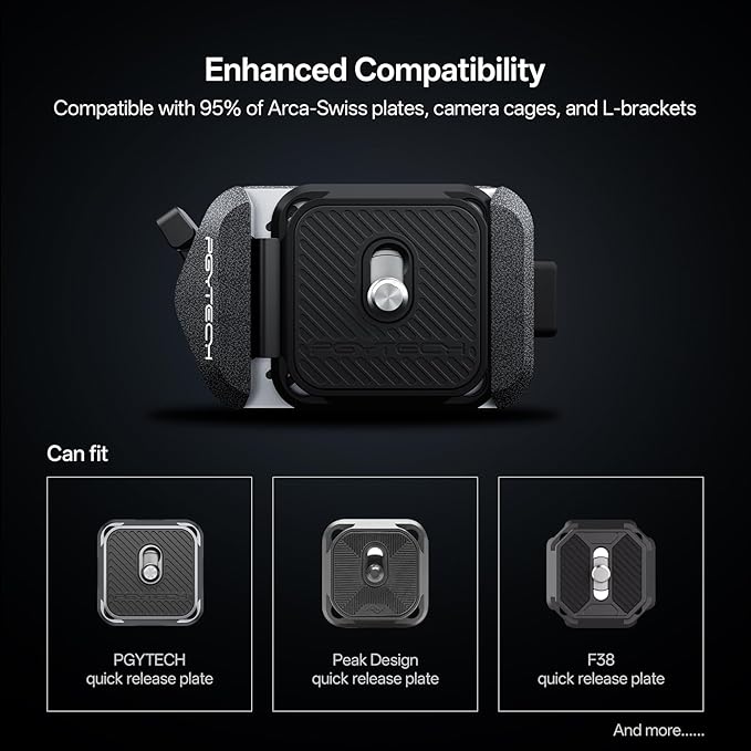 PGYTECH Quick Release Plate & Clamp V2 Kit, Arca Swiss Plate Camera Mount with 1/4" to 3/8" Screw Thread for Sony/Nikon/Fuji/DJI Switch Between Tripod/Monopod/Slider/Stabilizer(Two Clamps+Plate)