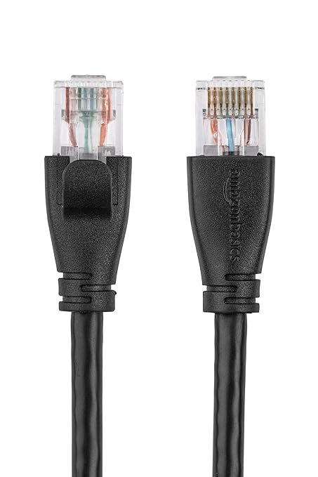 Amazon Basics RJ45 Cat 6 Ethernet Patch Cable, 1Gpbs Transfer Speed, Gold-Plated Connectors, 25 Foot - 10-Pack, Black