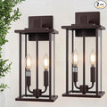 SIAFAVOI 2-Pack 16" Large Outdoor Wall Light Fixtures, 2-Light Exterior Front Porch Light, Brushed Outdoor Sconce Lights, Waterproof Farmhouse Lamp Lighting (Bronze, 16in No Sensor)