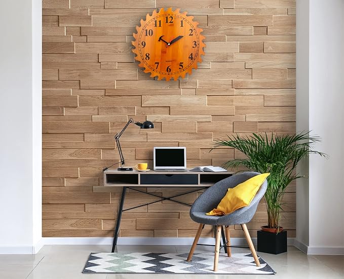 CIGERA 12 Inch Wood Wall Clock with Circular Saw Blade Dial, Handsaw and Hammer Pointer,Great Decor for Farmhouse,Garages and Man Cave