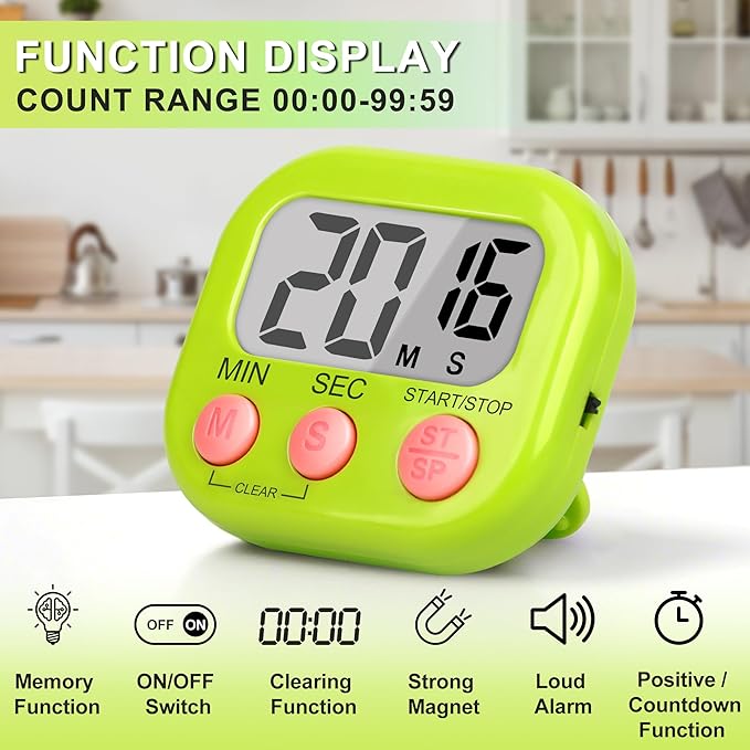 ZILLEEN Classroom Timer for Kids Teachers 2 Pack Digital Timers, White & Green