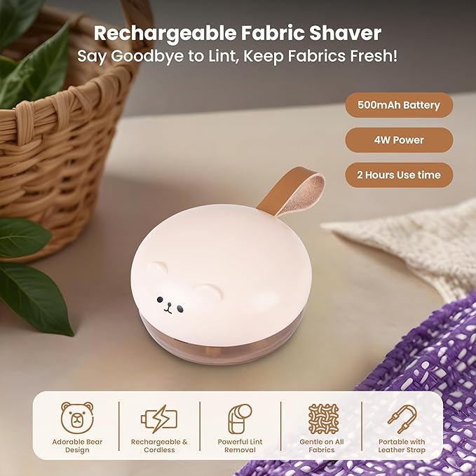 Tossca Rechargeable Fabric Shaver for Clothing | Electric Lint Remover for Clothes | Portable Sweater Shaver | Pilling Remover for Clothes with 500MAH Battery, 6 Rotary Blades & Large lint Collector