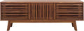 SAFAVIEH ESMA TV Stand for up to 65" Flatscreen – Walnut Brown, Sliding Doors with Interior Storage, Entertainment Media Console (MED9640A)