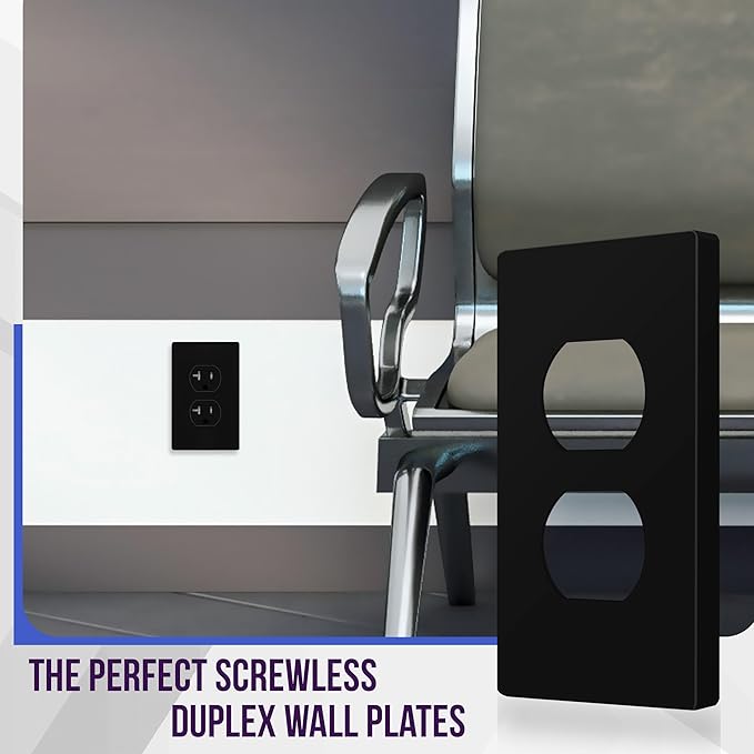 ENERLITES Screwless Duplex Wall Plate, Child Safe Receptacle Outlet Cover, Standard Size, 1-Gang 4.68" x 2.93", Unbreakable Polycarbonate Thermoplastic, UL Listed, SI8821-BK, Glossy, Black