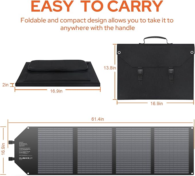EnginStar 100W Foldable Solar Panel w/ 18V DC Outlet for Portable Power Stations EnginStar/Jackery/Rockpals/Flashfish, Portable Solar Generator with USB-A USB-C QC 3.0 for Outdoor Camping Van RV Trip
