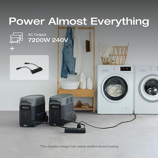 EF ECOFLOW 10.8kWh Portable Power Station: DELTA Pro with 2 Extra Battery, 120V Lifepo4 Battery Backup with Expandable Capacity, Solar Generator for Home Use, Power Outage, Camping, RV, Emergencies