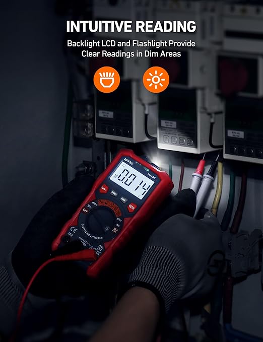 AstroAI Multimeter Tester, TRMS 4000 Counts Volt Meter Auto-Ranging Ohmmeter Digital 1.5v/9v/12v Battery Voltage Tester Measure Voltage Current Resistance Diodes Continuity Capacitance with NCV