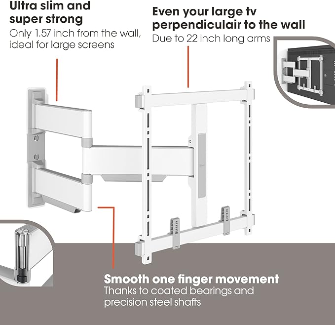 Vogel's TVM 5445 Full-Motion Ultra-Thin TV Wall Bracket for 32-65 inch TVs, Max. 77 lbs, Swivels up to 180°, Full-Motion TV Mount max. VESA 400x400, Universally Compatible