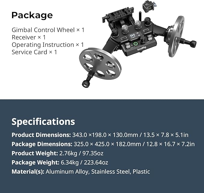 SmallRig Gimbal Control Wheels for DJI RS2 / RS 3 Pro/RS 4 / RS 4 Pro/RS 5 | Intuitive Control | Adjustable Damping | Dual Power Supply, for Heavy Duty Tripod - 4525
