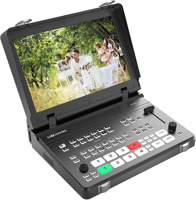 MOVMAGIC MF10 10.1 Inch 5CH Video Mixer with 2HDMI(4K60P) Input,PTZ,8-Layer Editing,Landscape & Portrait,Recording & Replay,USB 3.1,Video switcher for Live Streaming NDI(Optional) Upgradable