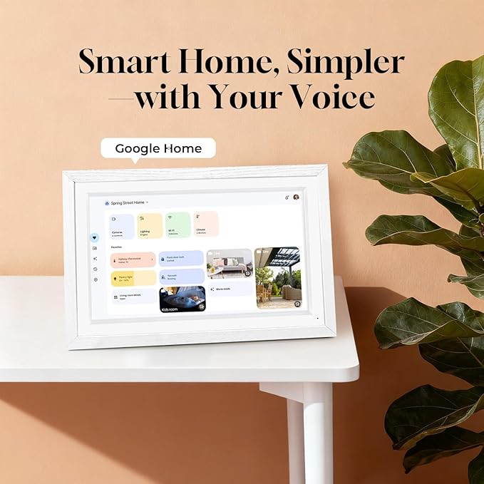 15.6" Digital Google Calendar+Pen,No Subscription|All-in-one Smart Display:Photo Frame,Google Play Apps,Voice Assistant,Home Hub,Streaming|Built-in Battery|Wall&Desk|Anti-Glare Touchscreen|White Wood