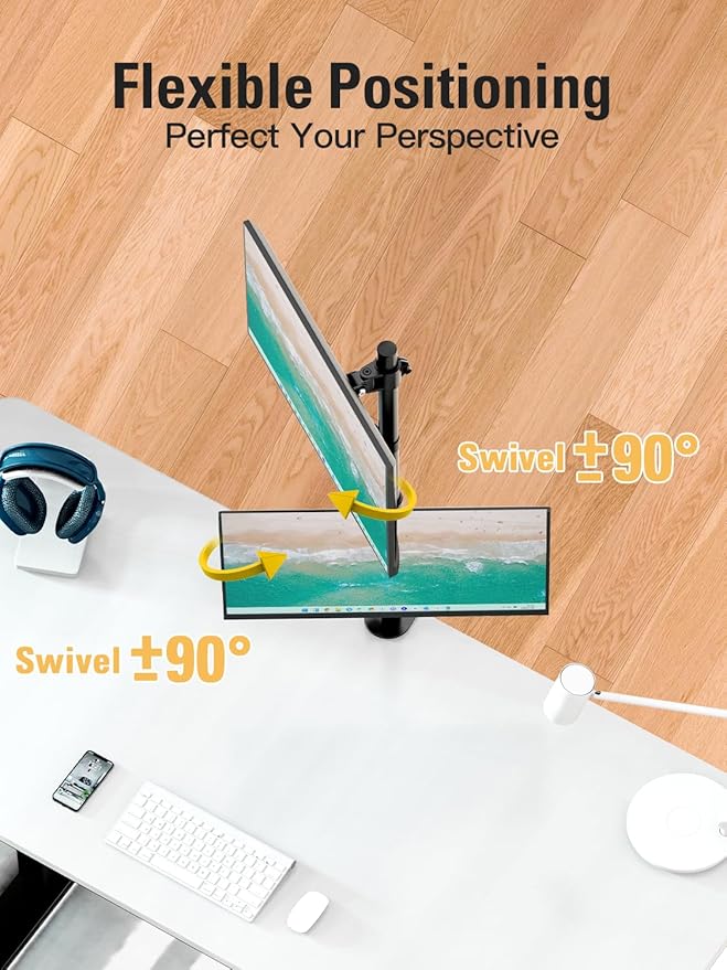 DreamAxis Stable Vertical Dual Monitor Stand, Stacked Monitor Mount for 2 Screens Up to 32 inch, Full Motion Monitor Desk Mount with Swivel, Tilt, Rotation, Holds 17.6 lbs Each, Max VESA 100x100mm