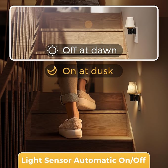 L LOHAS LED Night Lights Plug into Wall, Linen Fabric Round Platform Decor Night Light, Dusk to Dawn Sensor Vintage Nightlight, 0-100LM Dimmable, for Bedroom Living Room Hallway