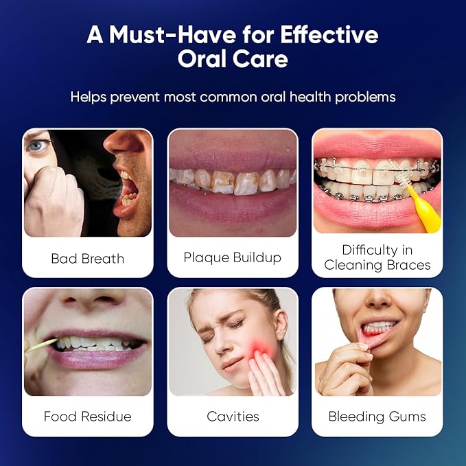 MySmile LP211 Cordless Water Flossers, Portable Rechargeable Oral Irrigator for Teeth Cleaning, 5 Cleaning Modes, IPX7 Waterproof, 8 Replacement Tips and a Storage Pouch (Midnight Black)