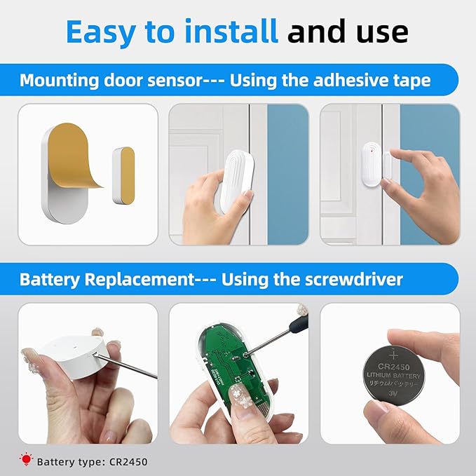 Daytech Wireless Door Chime System - 800ft Long Range, 20 Melodies, 5 Adjustable Volume, 4 Sensors + 1 Receiver for Business, Home, Office & Store