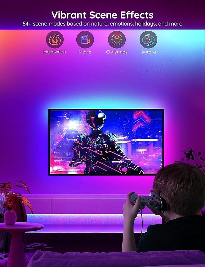 Govee RGBIC Alexa LED Strip Light 32.8ft, Smart WiFi LED Lights Work with Alexa and Google Assistant, Segmented DIY, Music Sync, Color Changing LED Strip Lights for Room, Kitchen, Desk, Holiday
