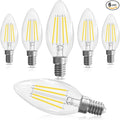 GvvooHome Candelabra Light Bulbs 40 watt Equivalent, E12 LED Bulb Dimmable Chandelier Bulb, 5000K Daylight B10 Candle Light Bulb, 90+CRI, 400LM, Cear Glass, 6 Pack