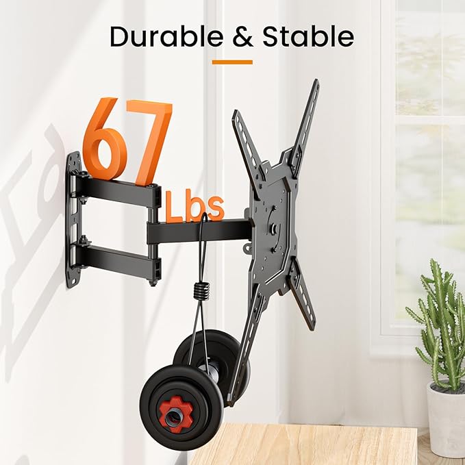 Full Motion TV Wall Mount for 23-55'' Flat & Curved TVs and Screen, Rotation Swivel & Tilt Articulating Wall Mount Bracket with Cable Storage for Corner Motorhome VESA 400x400 Max Load 67 lbs
