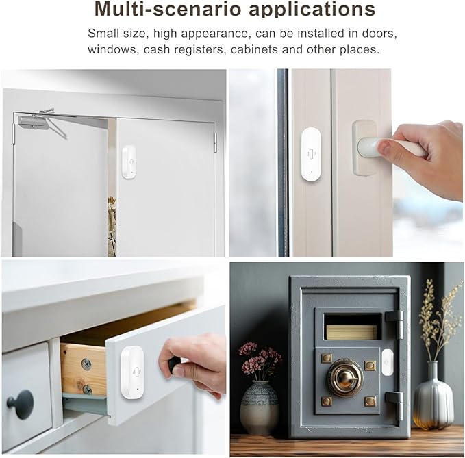 Smart Vibration Sensor: Wireless Glass Break Detector, WiFi Door Sensor with App Alerts, Adjustable Sensitivity, Glass Break Security Sensor for Alarm System and Smart Home Automation (2-Pack)