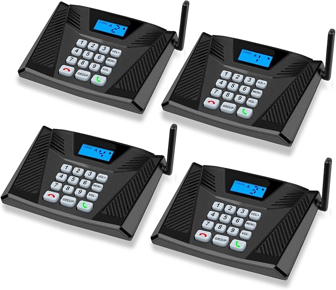 Intercoms Wireless for Home Hands Free, Upgrade Two Way Intercom 5300 Feet Range, Full Duplex Wireless Intercom System for Home Use, Home Communication System with Clear Sound(4 Packs, Black)
