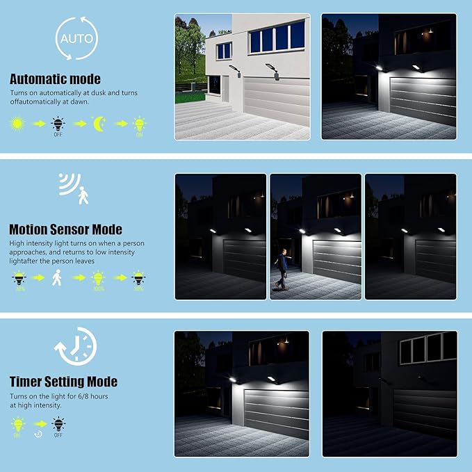 Solar Street Lights Outdoor Waterproof ,30000LM Dusk to Dawn Solar Lights with Motion Sensor and Remote Control Solar Powered LED Flood Light Outside for Parking Lot, Security, Garden, Garages 4 Pack