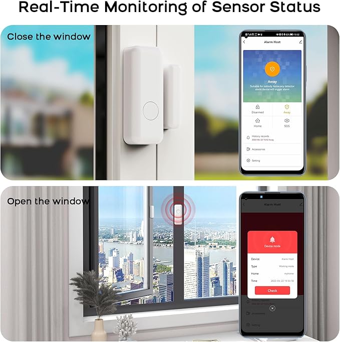Wireless Home Security Aystem,24Pcs DIY Kit with Door/Window Sensors,Motion Sensors Detectors,SOS Button,Remote,APP Insta Alert Compatible with Alexa,for Smart Life or Tuya APP,NO Monthly Fees