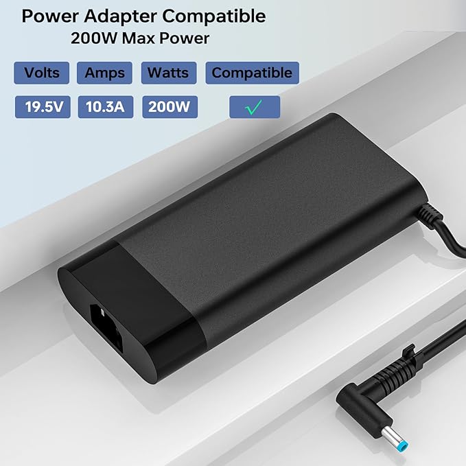 200W 19.5V 10.3A AC Charger L00818-850 Compatible with Victus 15 16 ZBook Fury 17 G5 G6 TPN-DA10 TPN-DA23 M31368-003 Laptop Power Adapter