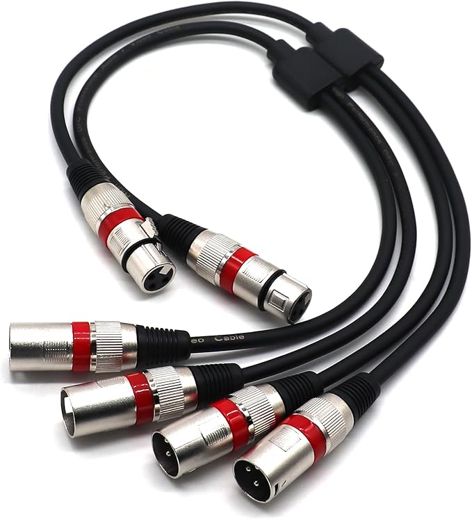 SiYear XLR Splitter Cable - XLR Female to Dual Male 3 Pin Patch Y Cable Balanced Microphone Splitter Cord Audio Adapter (50CM-2PACK)