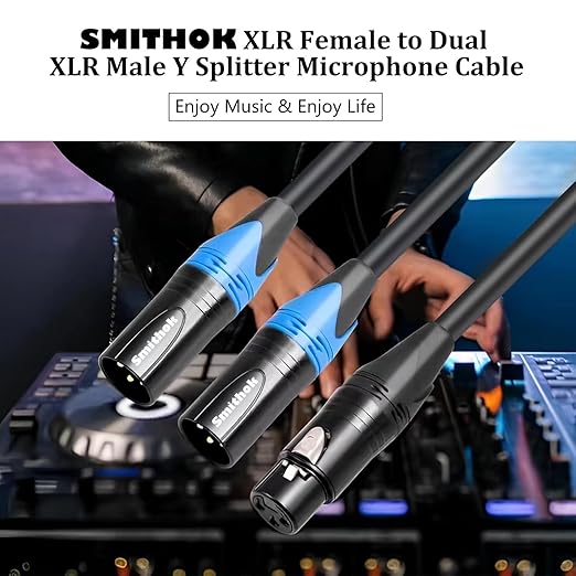 Smithok XLR Splitter Cable,Female to Dual Male Y Cable (XLR Splitter 1 Female to 2 Male),Balanced Microphone Splitter Cord Audio Adaptor - 1.6ft /0.5m