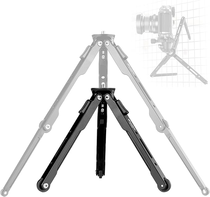 LEOFOTO Aluminum Mini Table Tripod, Weight 162g/0.35lb, Maxload 5kg/11lb, Foldable Stand, Compact Camera Spider Tripod, for Camera/Phone/Live Stream Light/Projector MT-03 Lightweight Version (MT-03S)