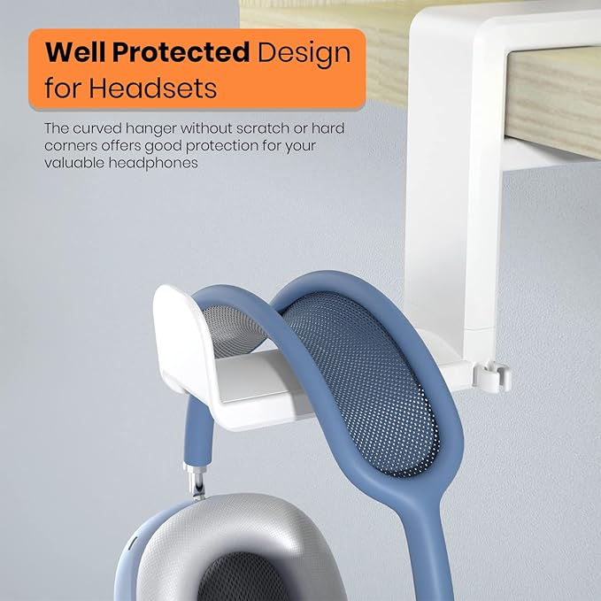 3in1 Rotating Headphone Holder - EURPMASK 3in1 PC Gaming Headset Holder w/Detachable Controller Holder, Adjustable Clamp-on Headset Stand,Headphone Hanger Hook Under Desk w/Cable Clip Organizer