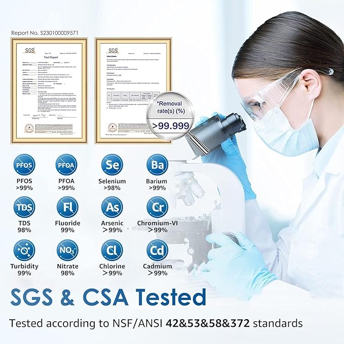 Waterdrop G3P600 Reverse Osmosis System, 8 Stage Tankless Reverse Osmosis Water Filter, NSF/ANSI 42 & 53 & 58 & 372 Certified, Under Sink RO System, 2:1 Pure to Drain, Smart LED Faucet