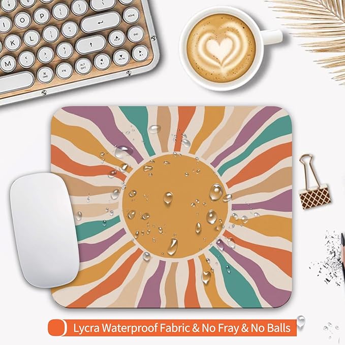 Armanza Square Mouse Pad Retro Sun,Personalized Premium-Textured Custom Mouse Mat Design,Washable Mousepad Cloth,Non-Slip Rubber Base Computer Mouse Pads for Wireless Mouse