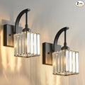 FDPBY Wall Sconces, Set of 2 Black Crystal Vanity Lights, Modern Wall Lamp for Bathroom, Hallway, and Makeup, Easy Installation