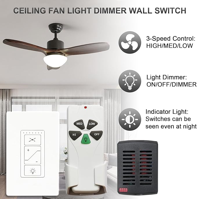 Humpptom Fan Remote Control Kit, 53T Small Size Receiver Ceiling Fan Remote Control Control for Hunter/Harbor Breeze/Westinghouse/Honeywell/Other Ceiling Fan Humpptom Mini Black