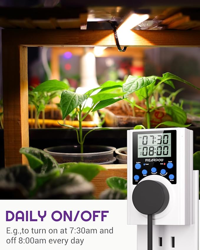 [2 Pack] Timer Outlet, Nearpow Multifunctional Infinite Cycle Programmable Plug-in Digital Timer Switch with 3-Prong Outlet for Appliances, Energy-Saving Timer, 15A/1800W
