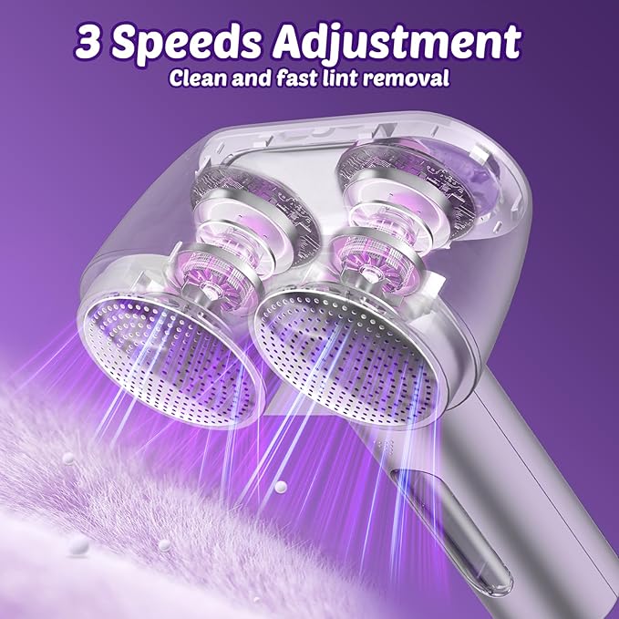 Tylasom Fabric Shaver, Rechargeable Double-Head Lint Remover, Electric Lint Shaver and Clothing Shaver to Remove Pillings and Fuzz Easily