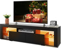 WLIVE 63 inch TV Stand for 50 55 60 65 70 75 Inch TVs, Modern Entertainment Center with LED Lights & 2 Large Storage Drawers, TV Console Gaming Media Television Stands for Living Room, Bedroom(Black)