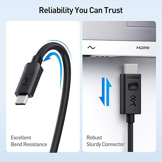 Cable Matters Unidirectional USB C to HDMI 2.1 Cable - 15ft, Support 4K@240Hz and 8K@60Hz, HDR - Thunderbolt 4, Thunderbolt 5, USB 4 Compatible with MacBook Pro, XPS, ThinkPad - Max 4K@60Hz on macOS