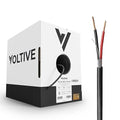 Voltive 16/2 Speaker Wire, in-Wall CL3 & Direct Burial, Black, 500ft - 16AWG, 2 Conductors, Stranded Oxygen-Free Copper, UL Listed - V-1210-5