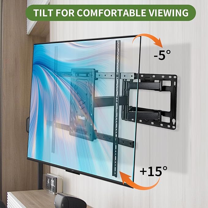 DYZJREL Full Motion TV Wall Mount for 32-75 Inch TVs, VESA Compatible, 150 lbs Weight Capacity, Adjustable Tilt & Swivel, Easy Centering & Quick Installation
