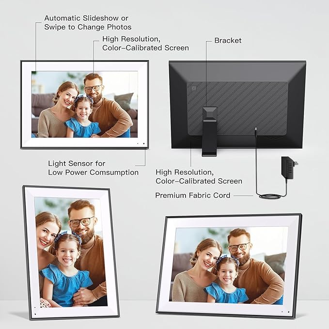 Digital Photo Frame 10.1-inch Digital Picture Frame - IPS Touch Screen Digital Frame, 32GB, Auto-Rotate, Slideshow, Load Photo Video from Phone via APP Email, Free Cloud Storage, Gift for Mom Dad